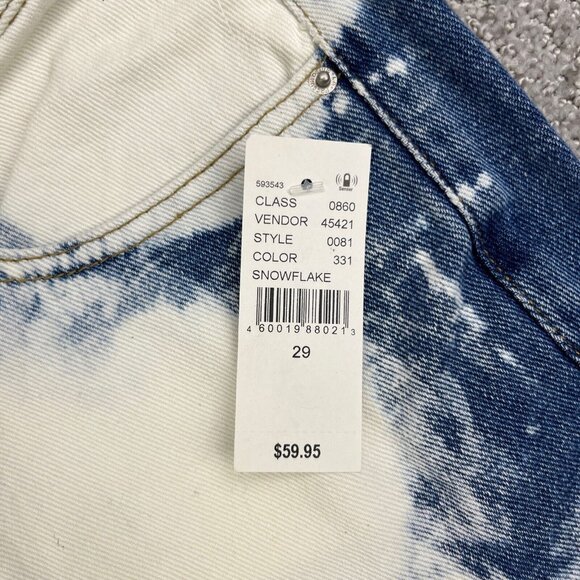 Pacsun Jeans 29x28 High Rise Relaxed Fit Bleach Stained Wash Snowflake Raw Hem - Picture 4 of 11